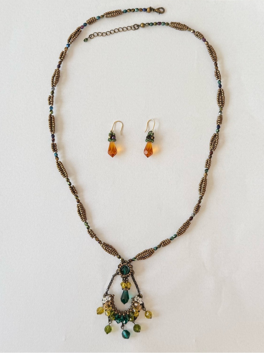 South Korean Handmade Beaded Necklace and Earring Set